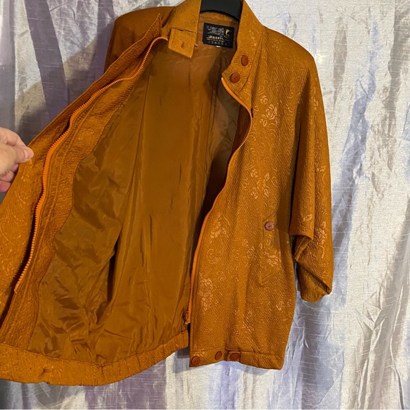 Copper brocade GUC SZ L jacket from Shanghai, no fabric content tag, maybe silk, - Picture 11 of 13